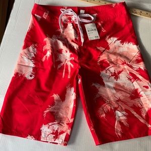 Big Boys trunks red palm 100% polyester shorts size 20